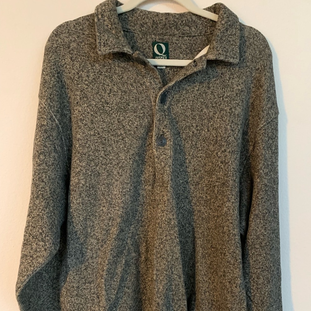 Que Mens Multi-Colored Collar Buttoned Athletic Classic Pullover Sweater L
